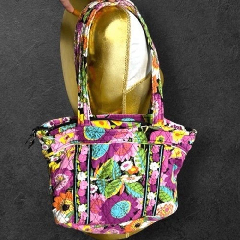 Y2K‎ Vera Bradley Va Va Bloom Purple Quilted Floral Cotton Shoulder Bag Boho90s - Picture 6 of 6